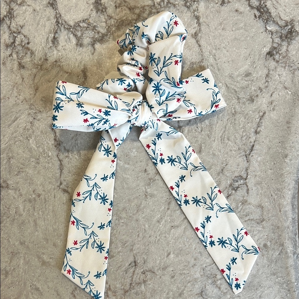 Floral Print Hair Scrunchie with Bow